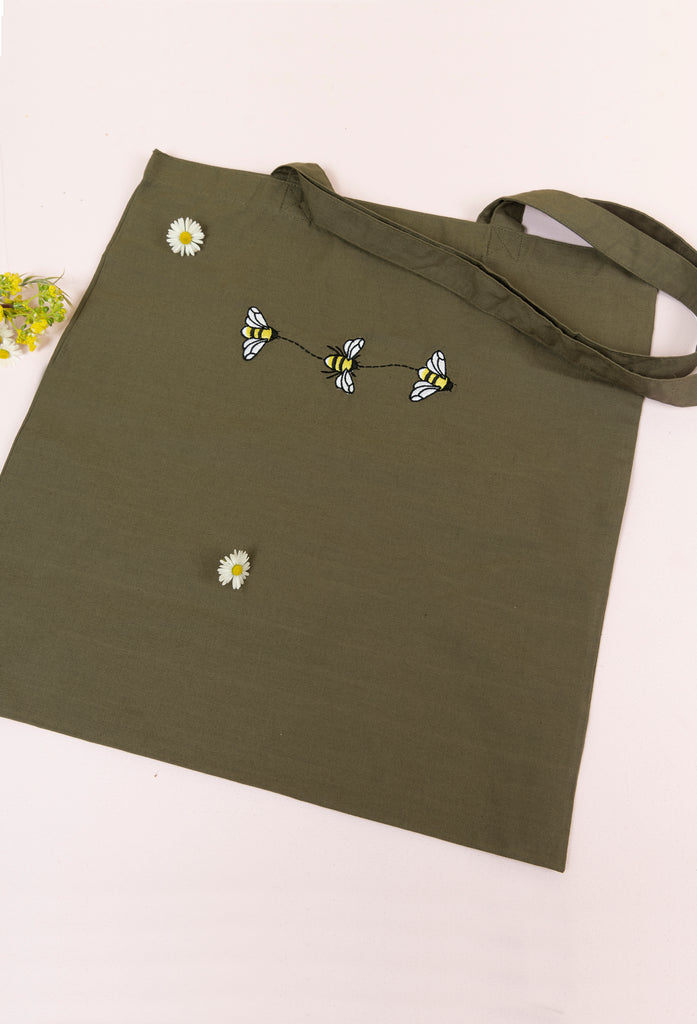 trio of bumblebees tote bag Big Wild Thought